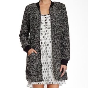 Sanctuary Black and White Tweed Jacket Sweater